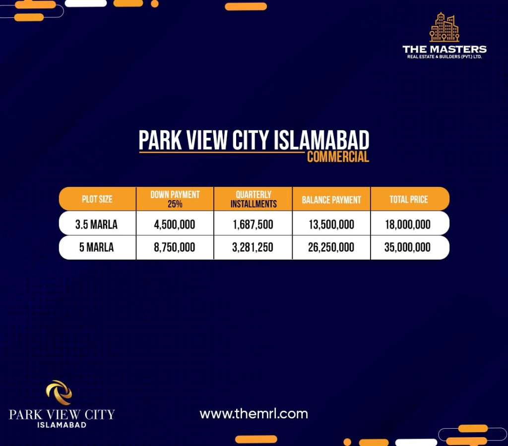 park view city islamabad payment plan Commercial