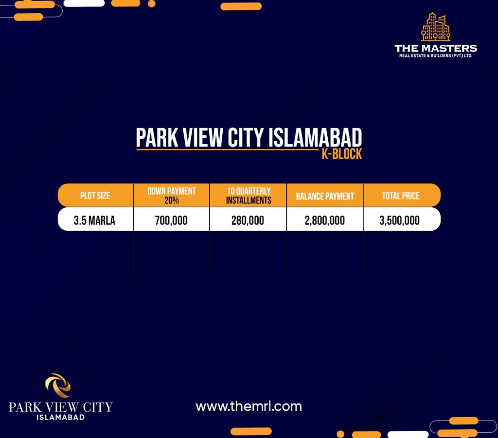Park View City Islamabad K Block Payment Plan