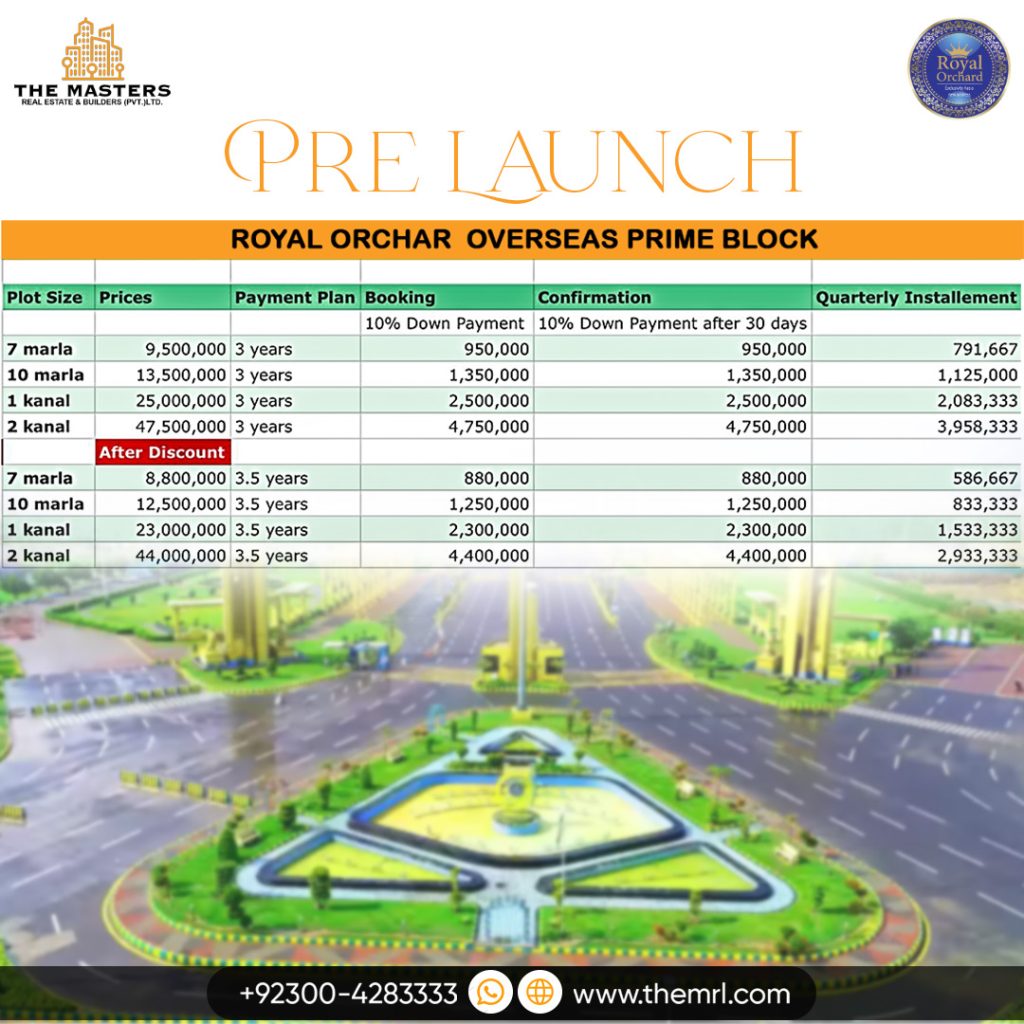 royal orchard pre laounch pymt plan. post 1